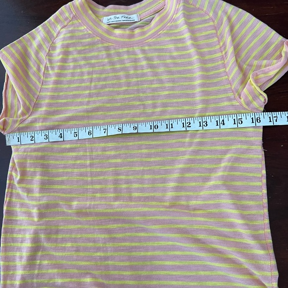 We The Free Striped, Short Sleeve Ladies’ Tee | pink/yellow | L - Picture 6 of 7